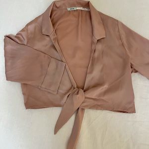 Urban Outfitters Kimchi Blue Blush Pink Tie Shirt